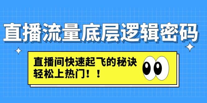 直播流量底层逻辑密码：直播间快速起飞的秘诀，轻松上热门-先锋思维