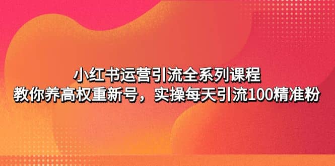 小红书运营引流全系列课程：教你养高权重新号-先锋思维