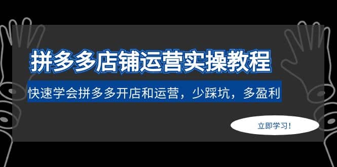 拼多多店铺运营实操教程：快速学会拼多多开店和运营，少踩坑，多盈利-先锋思维