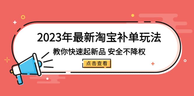 2023年最新淘宝补单玩法，教你快速起·新品，安全·不降权（18课时）-先锋思维