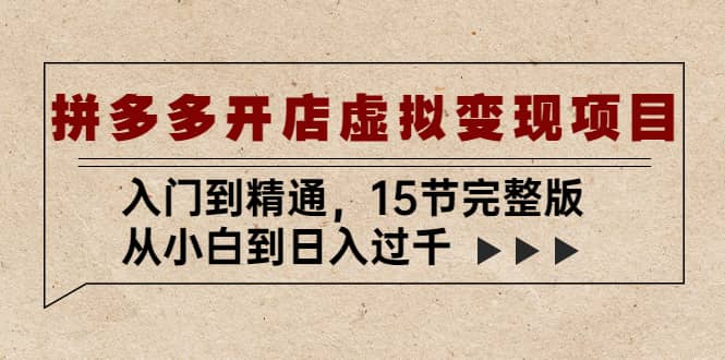 拼多多开店虚拟变现项目：入门到精通（15节完整版）-先锋思维