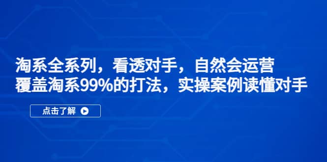 淘系全系列，看透对手，自然会运营，覆盖淘系99%·打法，实操案例读懂对手-先锋思维