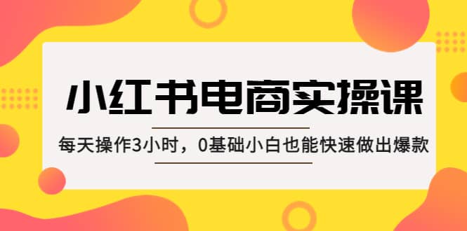 小红书·电商实操课：每天操作3小时，0基础小白也能快速做出爆款-先锋思维