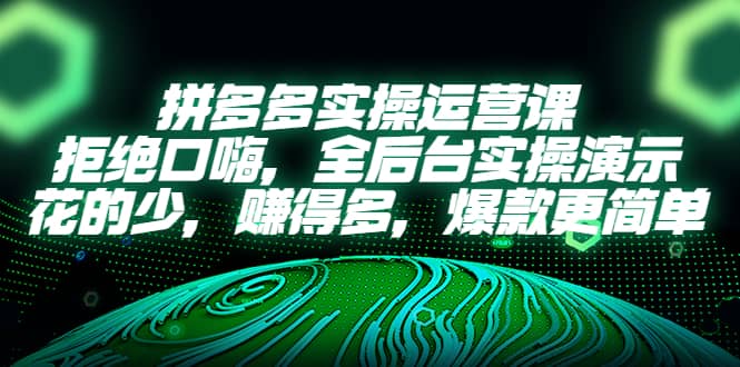 拼多多实操运营课：拒绝口嗨，全后台实操演示，花的少，赚得多，爆款更简单-先锋思维