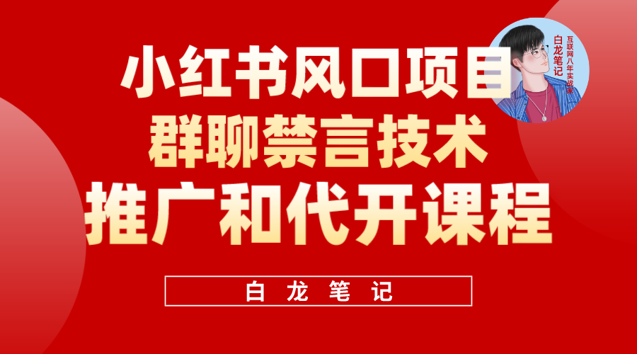 小红书风口项目日入300 ，小红书群聊禁言技术代开项目，适合新手操作-先锋思维