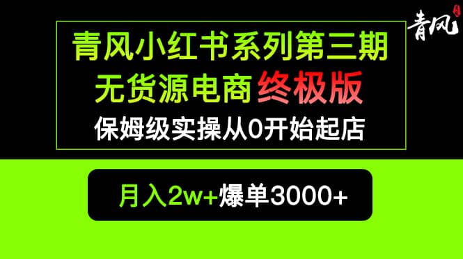 小红书无货源电商爆单终极版【视频教程 实战手册】保姆级实操从0起店爆单-先锋思维