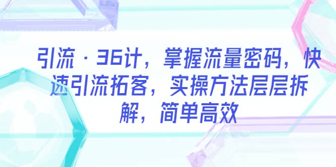 引流·36计，掌握流量密码，快速引流拓客，实操方法层层拆解，简单高效-先锋思维