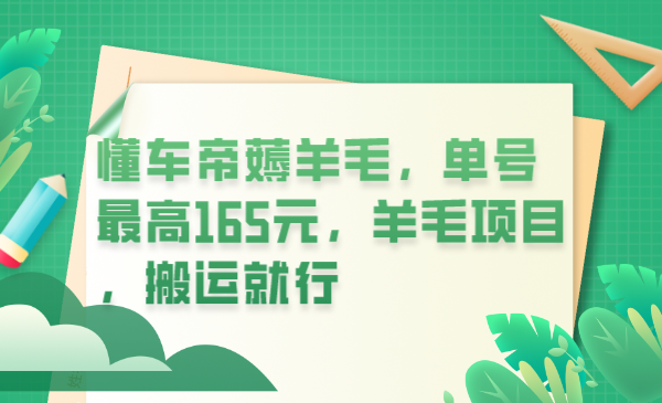 懂车帝薅羊毛，单号最高165元，羊毛项目，搬运就行-先锋思维