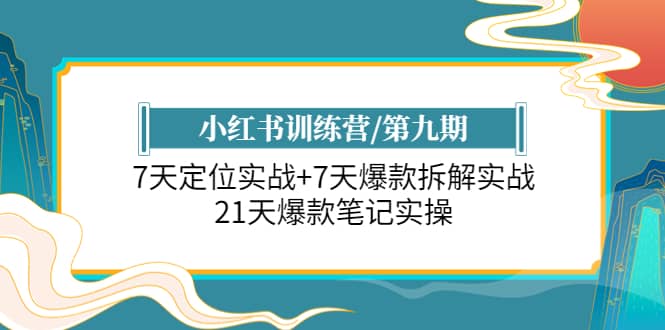 小红书训练营/第九期：7天定位实战 7天爆款拆解实战，21天爆款笔记实操-先锋思维