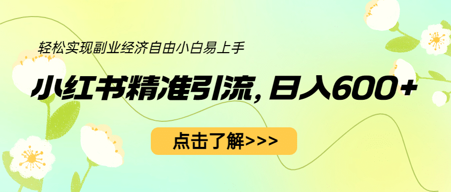 小红书精准引流，小白日入600 ，轻松实现副业经济自由（教程 1153G资源）-先锋思维