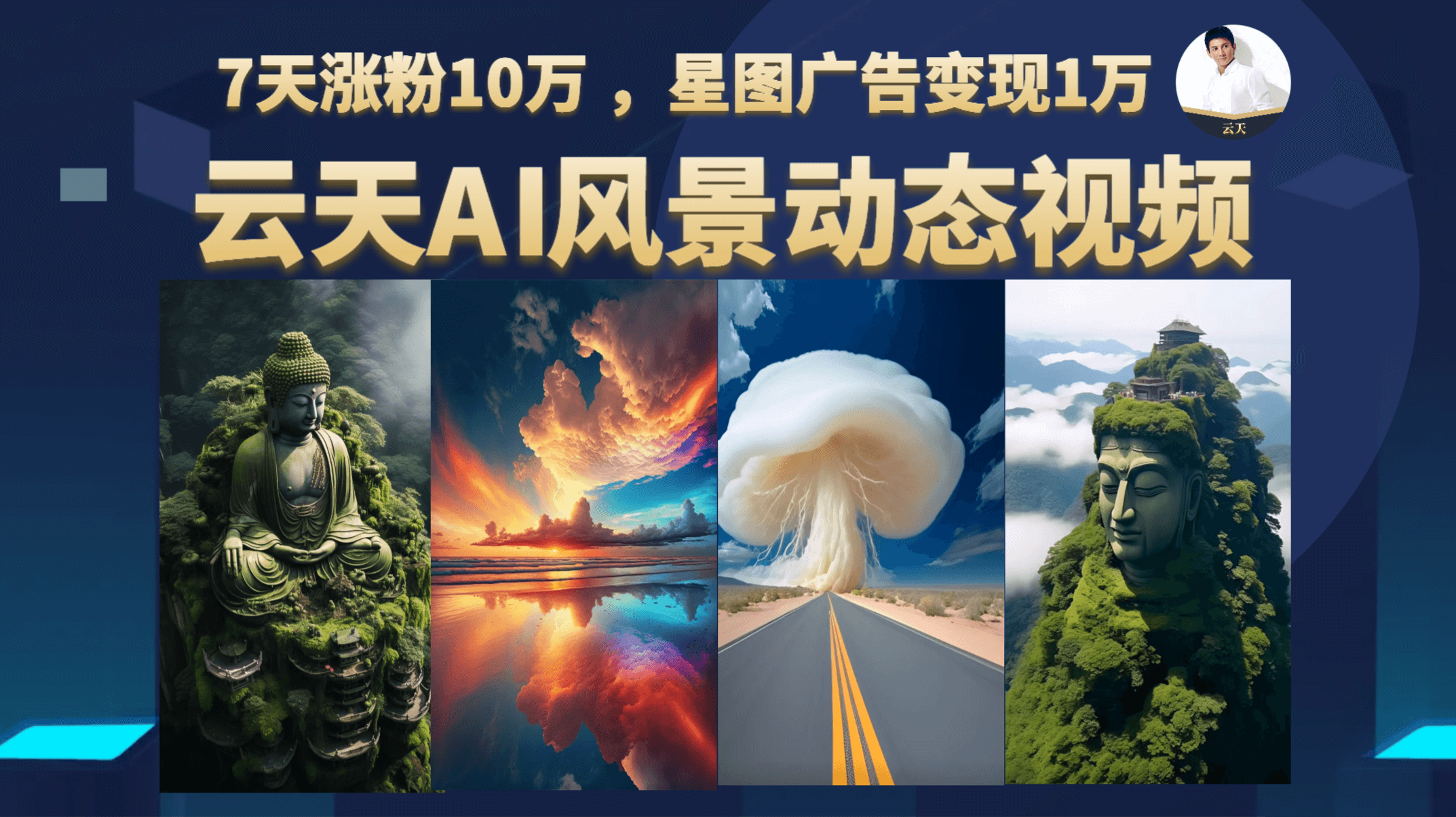 云天AI风景动图视频制作，7天涨粉10万 ，星图广告变现1万-先锋思维