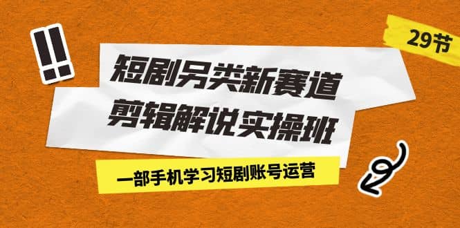 短剧另类新赛道剪辑解说实操班：一部手机学习短剧账号运营（29节 价值500）-先锋思维