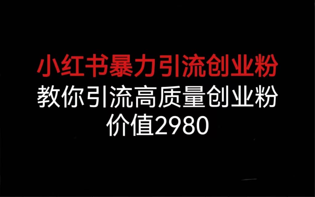 小红书暴力引流创业粉，教你引流高质量创业粉，价值2980-先锋思维