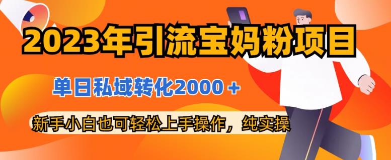 2023年引流宝妈粉项目，单日私域转化2000＋，新手小白也可轻松上手操作，纯实操-先锋思维