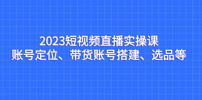 2023短视频直播实操课，账号定位、带货账号搭建、选品等-先锋思维