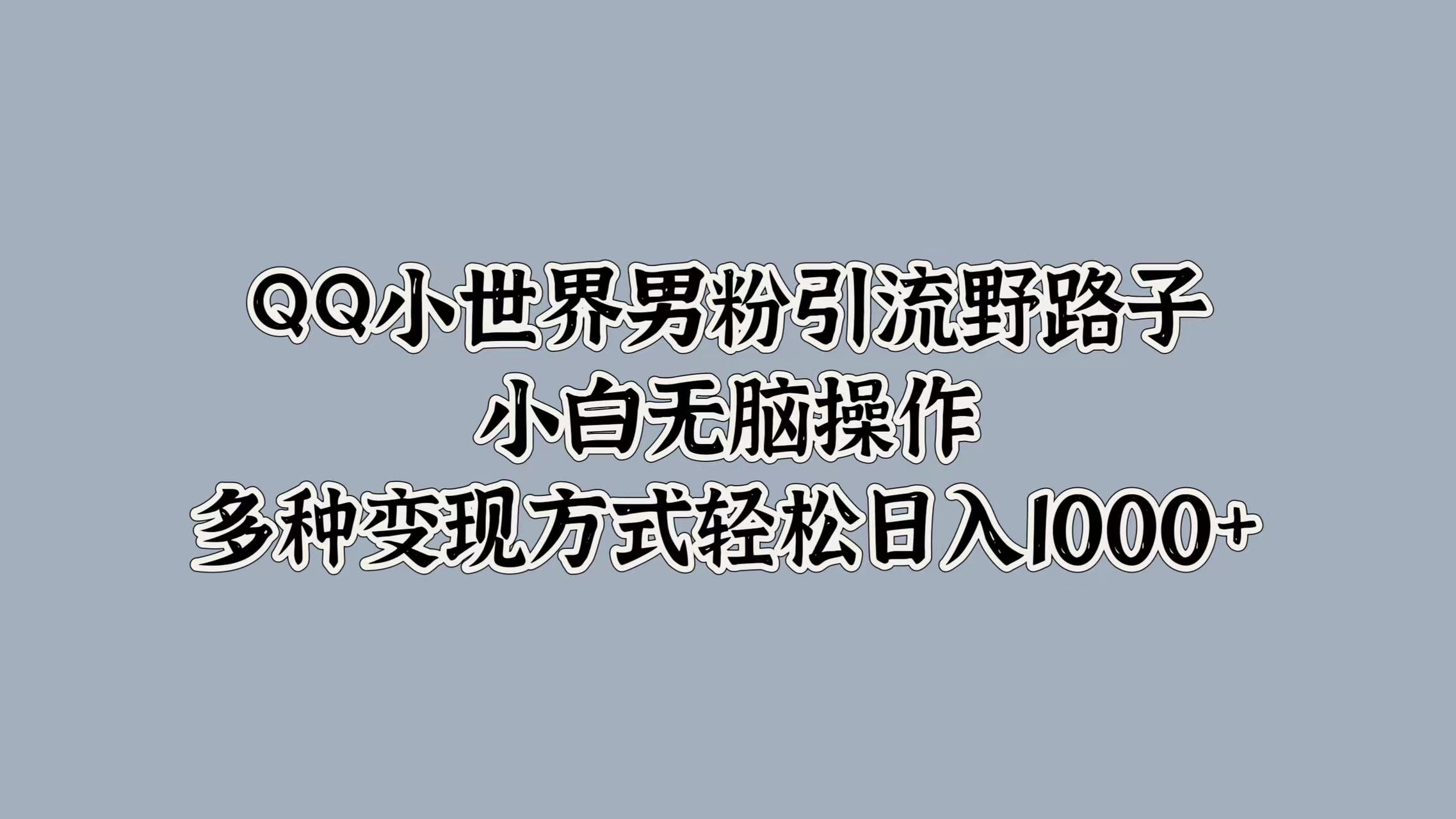 QQ小世界男粉引流野路子，小白无脑操作，多种变现方式轻松日入1000+-先锋思维