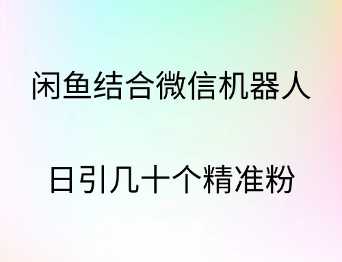 闲鱼结合微信机器人，日引几十个精准粉-先锋思维