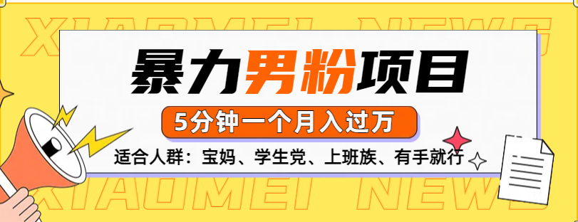 男粉项目，5分钟一个，无脑月入五位数-先锋思维