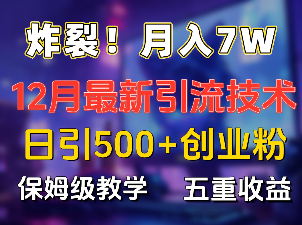 炸裂！月入7W+揭秘12月最新日引流500+精准创业粉，多重收益保姆级教学-先锋思维