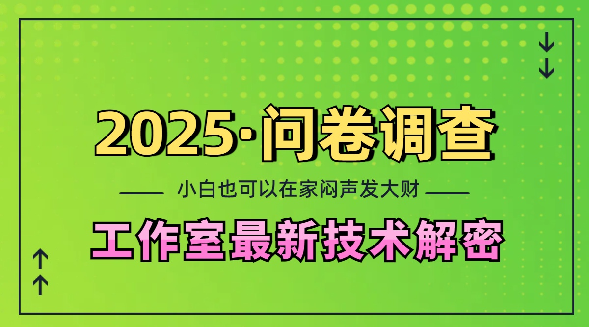 2025《问卷调查》最新工作室技术解密：一个人在家也可以闷声发大财，小白一天200+，可矩阵放大-先锋思维