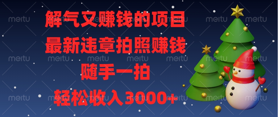 最新违章拍照赚钱，随手一拍，解气又赚钱的项目，轻松收入3000+-先锋思维
