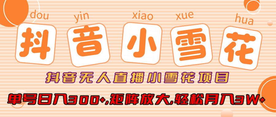 抖音无人直播，小雪花项目，单号日入300+,矩阵放大,轻松月入3W+-先锋思维