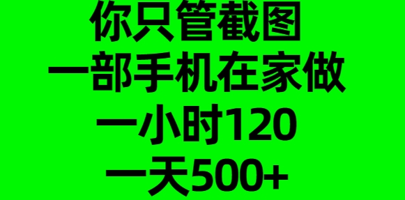 你只管截图，一部手机在家做，一小时120，一天500+-先锋思维