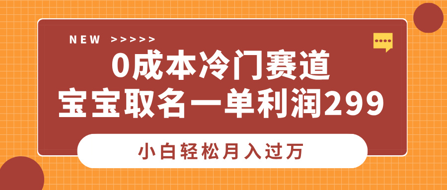 0成本冷门赛道，宝宝取名一单利润299，小白轻松月入过万-先锋思维