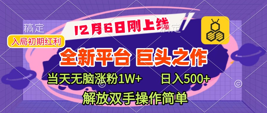 全新引流平台，巨头之作，当天无脑涨粉1W+，日入现500+，解放双手操作简单-先锋思维
