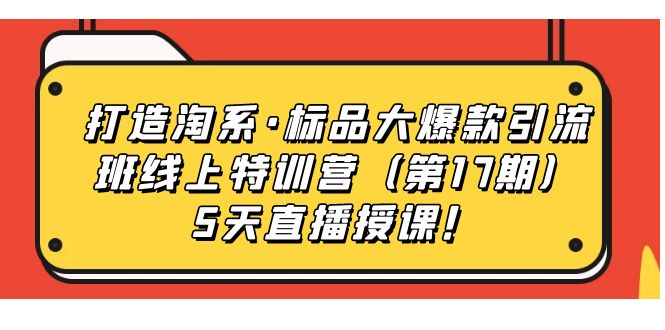 打造淘系·标品大爆款引流班线上特训营5天直播授课！-先锋思维