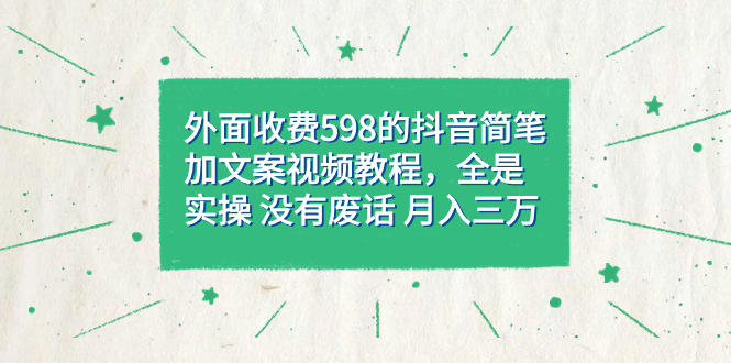 外面收费598抖音简笔加文案教程，全是实操 没有废话 月入三万（教程 资料）-先锋思维