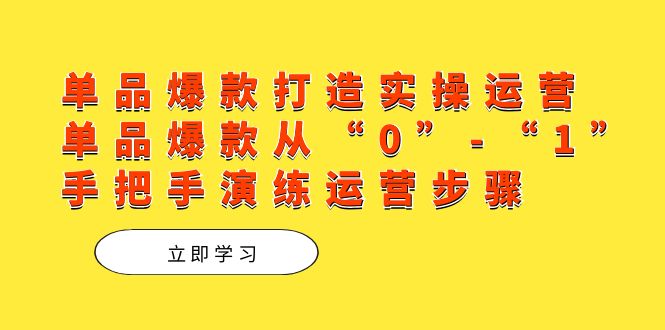 单品爆款打造实操运营，单品爆款从“0”-“1”手把手演练运营步骤-先锋思维