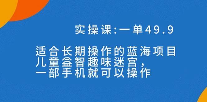 一单49.9长期蓝海项目，儿童益智趣味迷宫，一部-先锋思维
