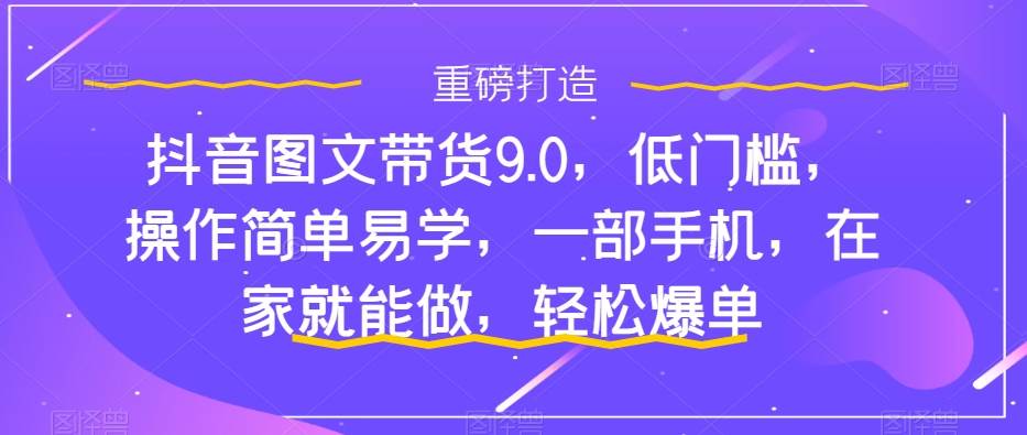 抖音图文带货9.0，低门槛，操作简单易学，一部手机，在家就能做，轻松爆单-先锋思维