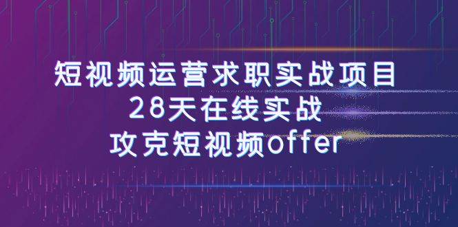 短视频运-营求职实战项目，28天在线实战，攻克短视频offer（46节课）-先锋思维