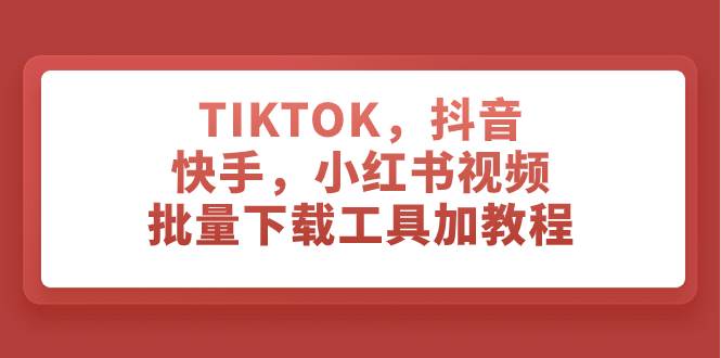 TIKTOK，抖音，快手，小红书视频批量下载工具加教程-先锋思维