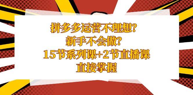 拼多多运营不理想？新手不会做？15节系列课 2节直播课，直接掌握-先锋思维
