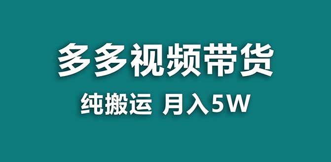 【蓝海项目】拼多多视频带货 纯搬运一个月搞了5w佣金，小白也能操作 送工具-先锋思维