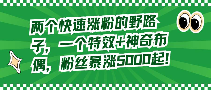 两个快速涨粉的野路子，一个特效 神奇布偶，粉丝暴涨5000起！-先锋思维
