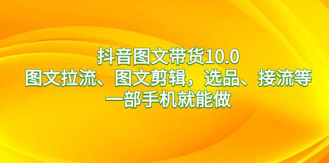 抖音图文带货10.0，图文拉流、图文剪辑，选品、接流等，一部手机就能做-先锋思维