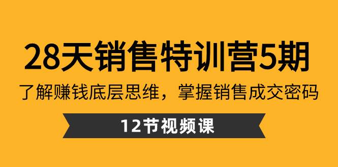 28天·销售特训营5期：了解赚钱底层思维，掌握销售成交密码（12节课）-先锋思维