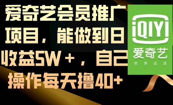 爱奇艺会员推广项目，能做到日收益5W＋，自己操作每天撸40-先锋思维