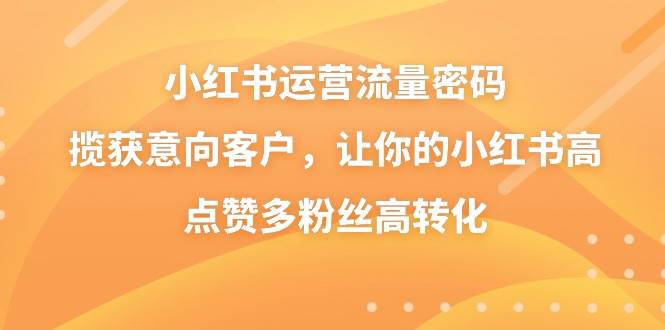 小红书运营流量密码，揽获意向客户，让你的小红书高点赞多粉丝高转化-先锋思维
