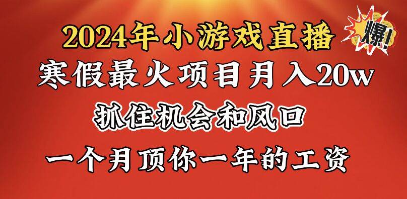 2024年寒假爆火项目，小游戏直播月入20w ，学会了之后你将翻身-先锋思维