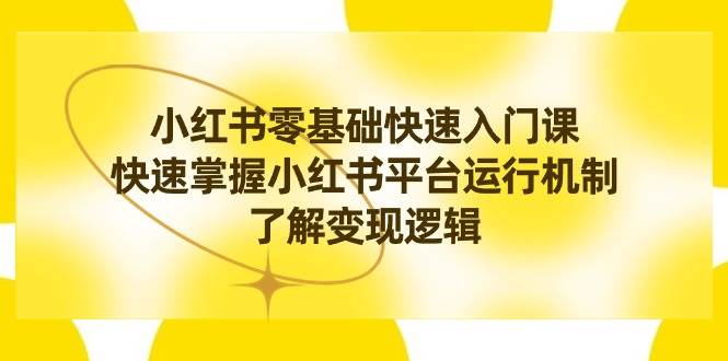 小红书0基础快速入门课，快速掌握小红书平台运行机制，了解变现逻辑-先锋思维