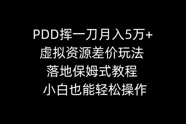 PDD挥一刀月入5万 ，虚拟资源差价玩法，落地保姆式教程，小白也能轻松操作-先锋思维