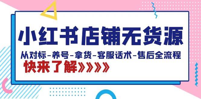小红书店铺无货源：从对标-养号-拿货-客服话术-售后全流程（20节课）-先锋思维