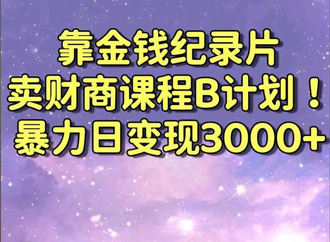 靠金钱纪录片卖财商课程B计划！暴力日变现3000+，喂饭式干货教程！-先锋思维