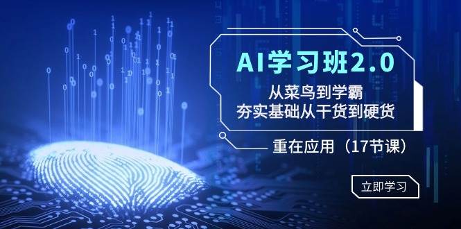 AI学习班2.0：从菜鸟到学霸，夯实基础从干货到硬货，重在应用（17节课）-先锋思维