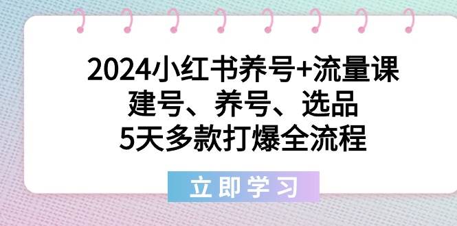 2024小红书养号+流量课：建号、养号、选品，5天多款打爆全流程-先锋思维